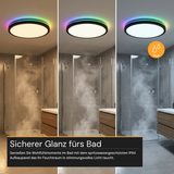 RGB Panel Up&Down, 15W, 1550lm, IP44, ø283x28mm, 3000-6500 K (CCT), dimmbar, schwarz.