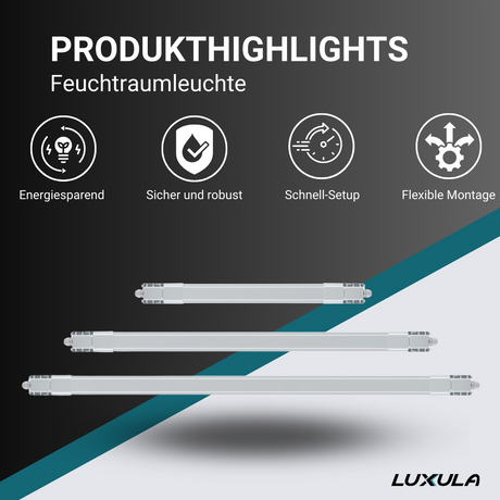 5er Pack LED Feuchtraumleuchte, 120 cm, 32 W, 3616 lm, 4000 K (neutralweiß), IP66, durchschleifbar, Fast Connector