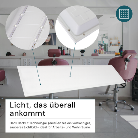 2er Pack LED BackLit Panel, 120x30 cm, CRI98, 40W, 4000lm, 4000K.