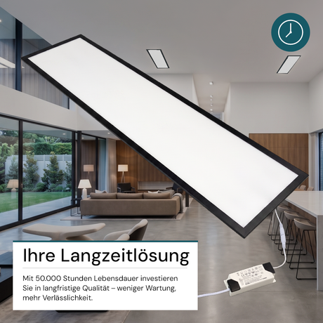 LED-Panel, Backlit, 120x30 cm, schwarz, 36W, 3600lm, 4000K.