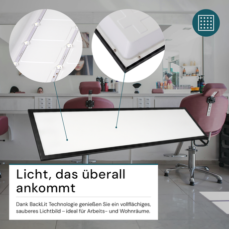 LED-Panel, Backlit, 120x30 cm, schwarz, 36W, 3600lm, 4000K.