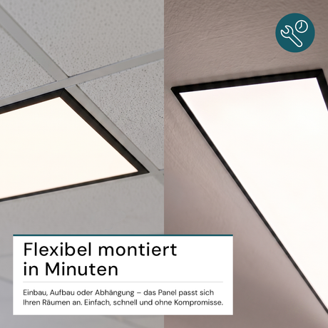 LED-Panel, Backlit, 120x30 cm, schwarz, 36W, 3600lm, 4000K.