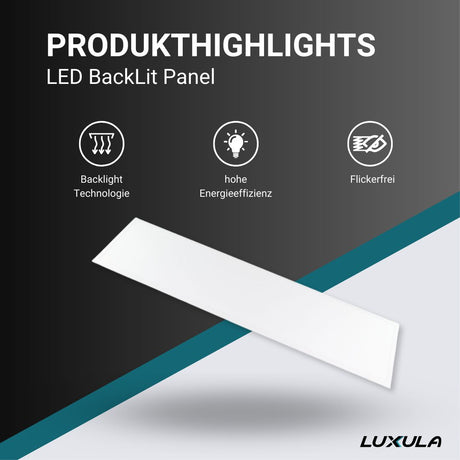 LED-Panel, Backlit, 120x30 cm, 36W, 3600lm, 6000K