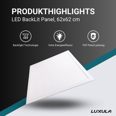 LED BackLit Panel UGR<19, 62x62 cm, 36W, 3600lm, 3000K
