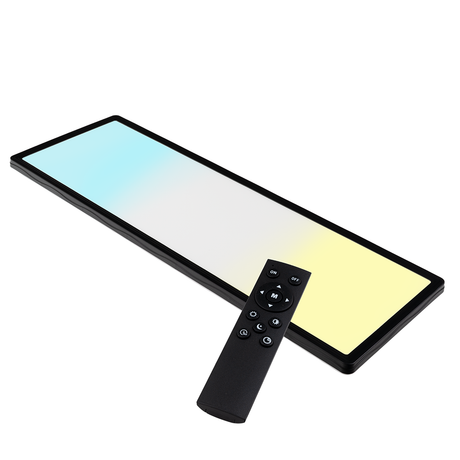 LED-Panel mit Fernbedienung, 58×20 cm, schwarz, 24 W, 2200 lm, IP44 Wassergeschützt, Helligkeit und Lichtfarbe einstellbar
