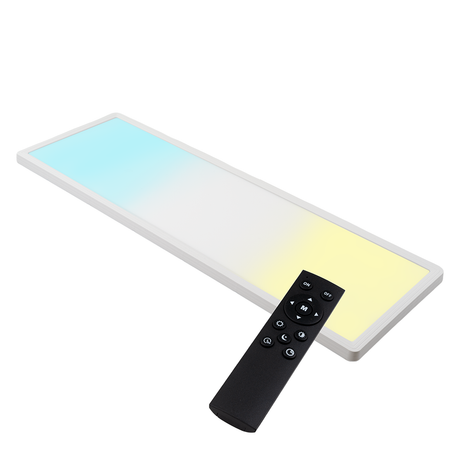 LED-Panel mit Fernbedienung, 58×20 cm, weiß, 24 W, 2200 lm, IP44 Wassergeschützt, Helligkeit und Lichtfarbe einstellbar