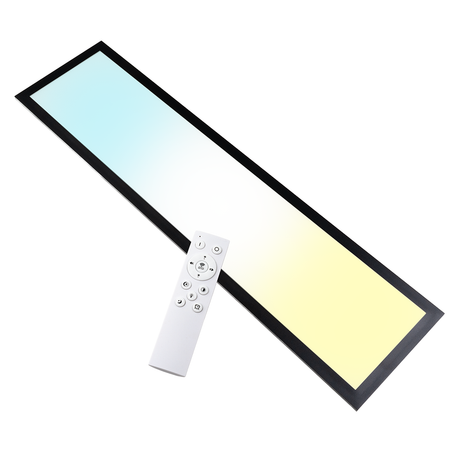 LUXULA LITEQ 100, LED-Panel mit Fernbedienung, 100×25 cm, schwarz, 40 W, 4400 lm, UGR<19, Helligkeit und Lichtfarbe einstellbar