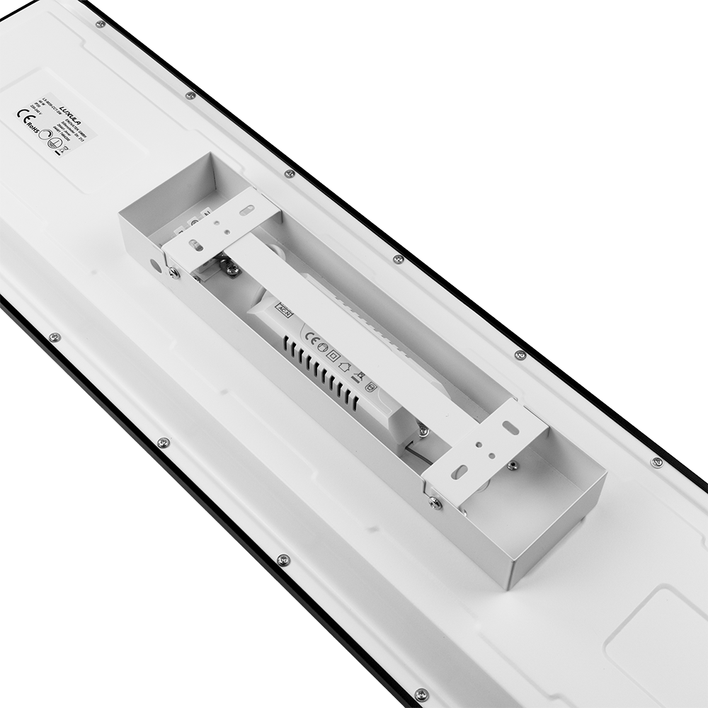 LUXULA LITEQ 80, LED-Panel mit Fernbedienung, 80×20 cm, schwarz, 40 W, 4400 lm, UGR<19, Helligkeit und Lichtfarbe einstellbar
