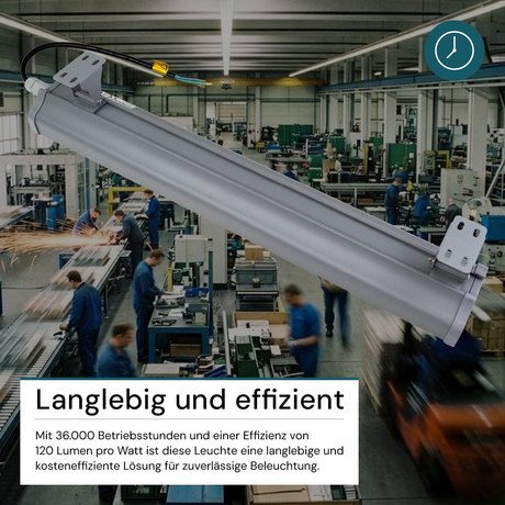 LED-Hallenleuchte, linear, 100 W, 12400 lm, 5000 K (neutralweiß), IP65, grau
