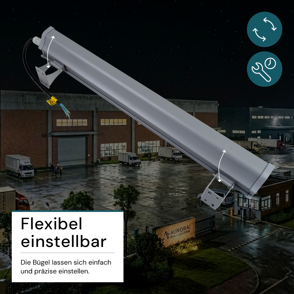 LED-Hallenleuchte, linear, 100 W, 12400 lm, 5000 K (neutralweiß), IP65, grau