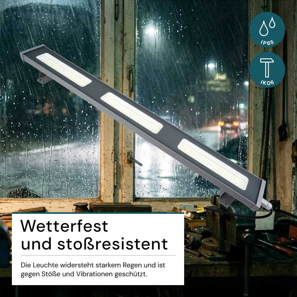 LED-Hallenleuchte, linear, 150 W, 18700 lm, 5000 K (neutralweiß), IP65, grau