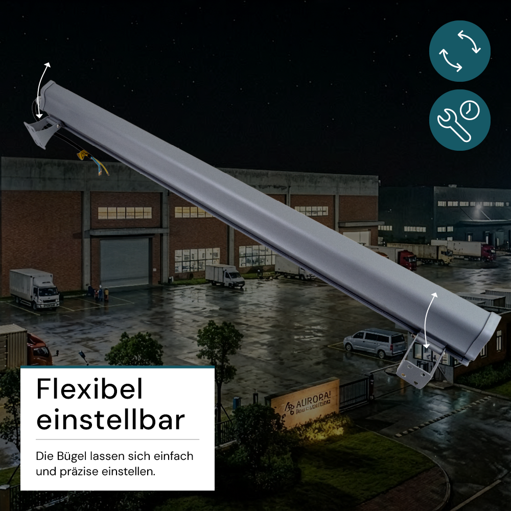 2er Pack LED-Hallenleuchte, linear, 200 W, 25000 lm, 5000 K (neutralweiß), IP65, grau