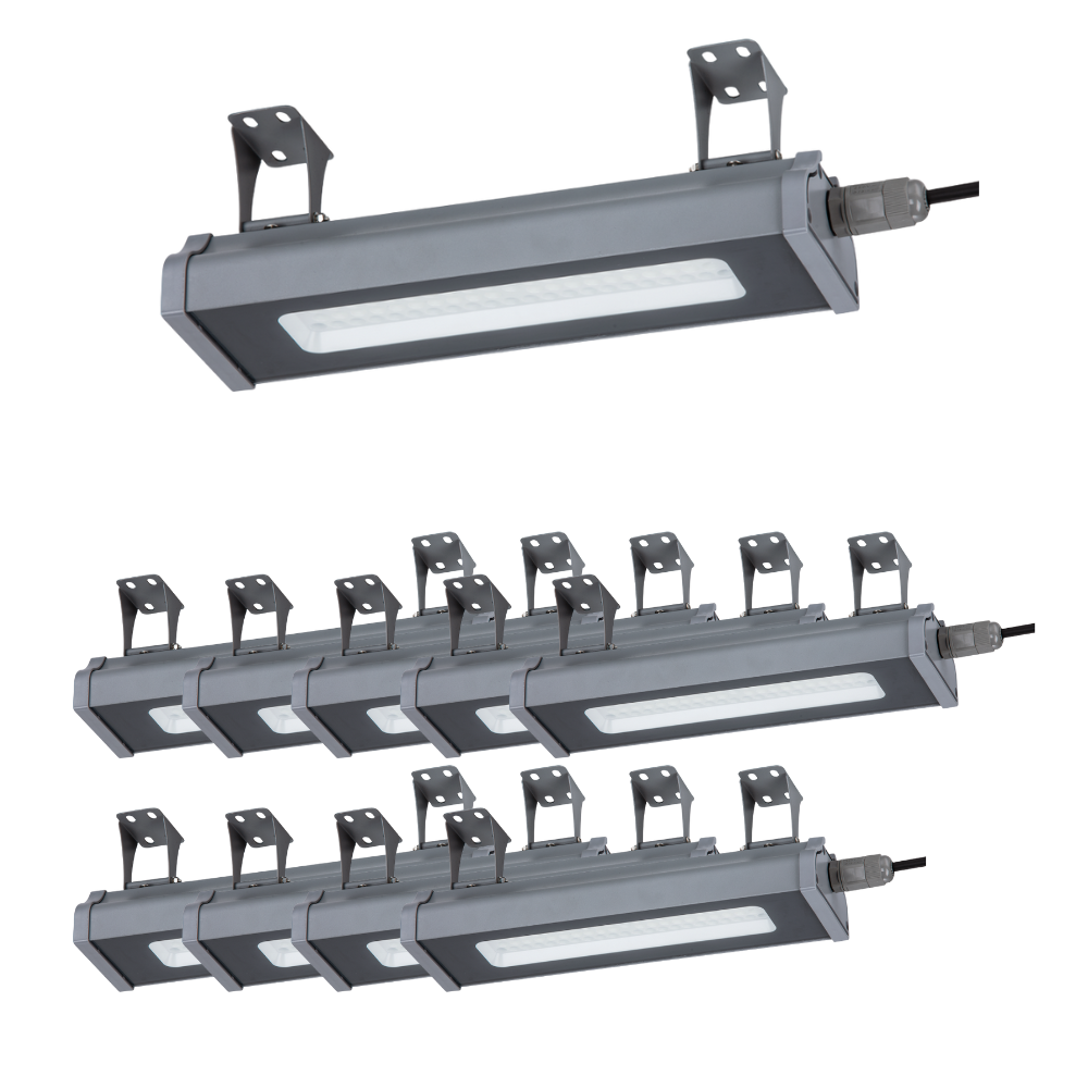 LED-Hallenleuchte, linear, 50 W, 6200 lm, 5000 K (neutralweiß), IP65, grau
