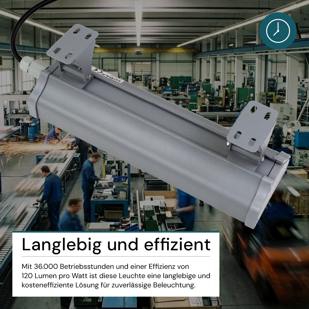 LED-Hallenleuchte, linear, 50 W, 6200 lm, 5000 K (neutralweiß), IP65, grau