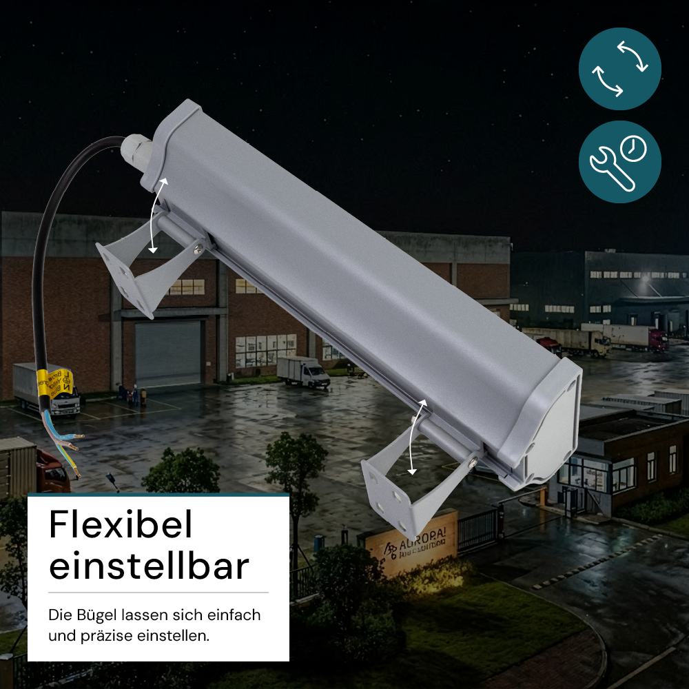 LED-Hallenleuchte, linear, 50 W, 6200 lm, 5000 K (neutralweiß), IP65, grau