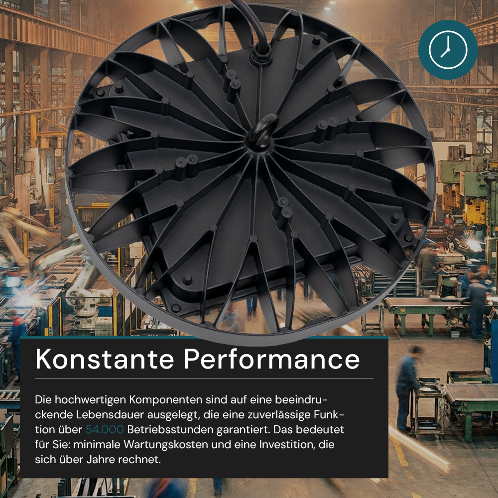 LED-HighBay, UFO, Hallenstrahler, 150 W, 14400 lm, 5000 K (neutralweiß), IP65, Schlagfest