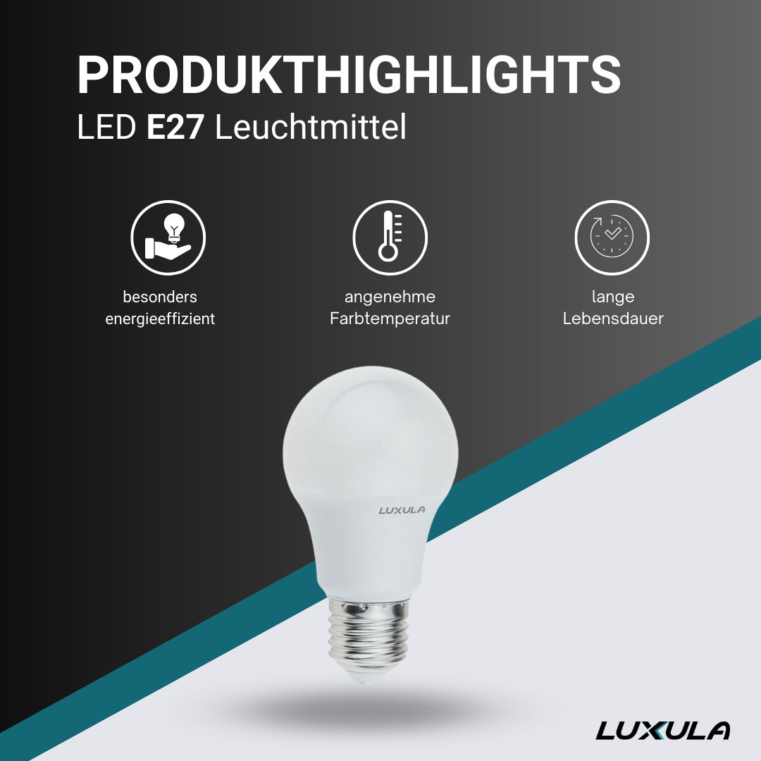 LED Leuchtmittel, E27, 9W, 835lm, 2700K warmweiß, A60 | Lichttechnik24.de.