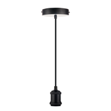 Lampenfassung E27, Metall, schwarz, 1.5 m Textilkabel schwarz, exkl. Leuchtmittel