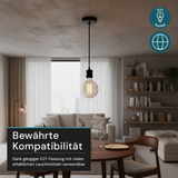 Lampenfassung E27, Metall, schwarz, 1.5 m Textilkabel schwarz, exkl. Leuchtmittel