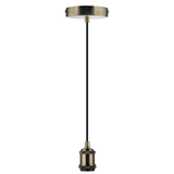 Lampenfassung  E27, Metall, Messing antik, 1.5 m Textilkabel gold, exkl. Leuchtmittel