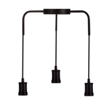 Hängeleuchte 3-Fach, E27, INDUSTRIAL, Metall, schwarz, Textilkabel schwarz, exkl. Leuchtmittel
