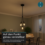 Hängeleuchte 3-Fach, E27, AVOCADO, Metall, schwarz, Textilkabel schwarz, exkl. Leuchtmittel