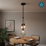 Hängeleuchte 3-Fach, E27, AVOCADO, Metall, schwarz, Textilkabel schwarz, exkl. Leuchtmittel