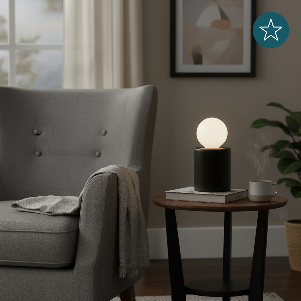 Tischleuchte E27, JAR, Metall schwarz, Textilkabel mit Schalter, exkl. Leuchtmittel