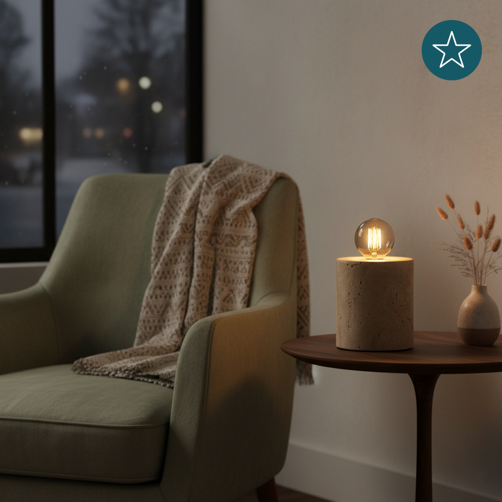 Tischleuchte E27, JAR, Zement, Textilkabel mit Schalter, exkl. Leuchtmittel