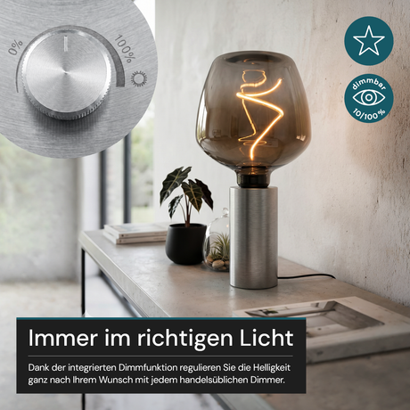LED Filament Leuchtmittel, Bulbous, BN9, E27, 4W, 120 lm, 1800K, dimmbar.