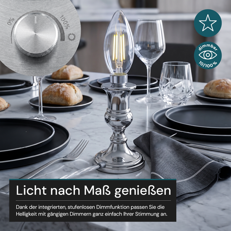 LED Filament Leuchtmittel, Kerze, C35, E14, 4W, 470 lm, 2700K, dimmbar