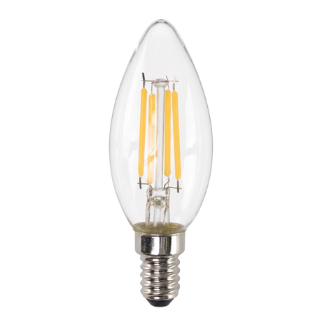 LED Filament Leuchtmittel, Kerze, C35, E14, 4W, 470 lm, 2700K, dimmbar