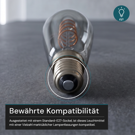 LED Filament Leuchtmittel, SPIRAL, ST64, E27, 4 W, 265 lm, 1800K, dimmbar.