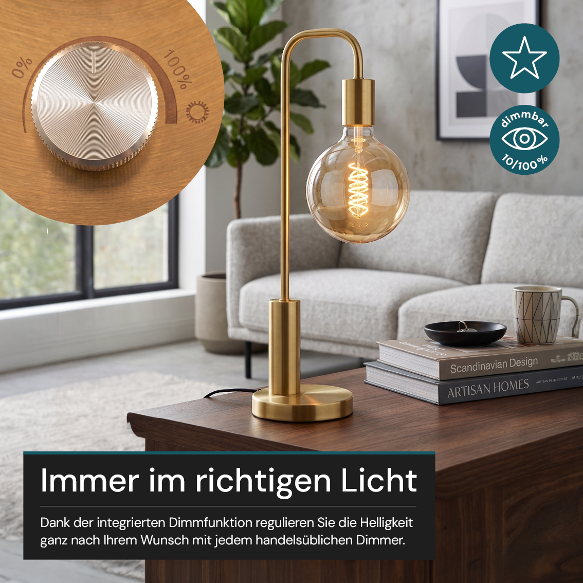 LED Filament Leuchtmittel, BULB, G125, E27, 4 W, 265 lm, 2200K, dimmbar.