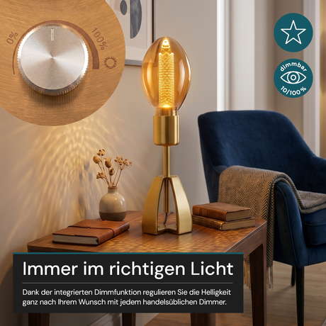 LED Filament Leuchtmittel, CANDLE, B75, E27, 3,5 W, 120 lm, 1800 K, dimmbar