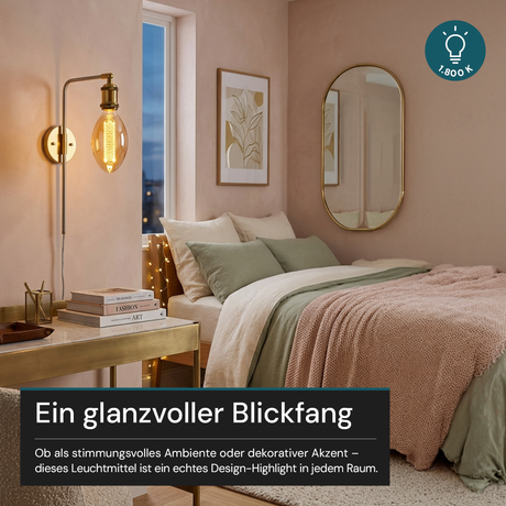 LED Filament Leuchtmittel, CANDLE, B75, E27, 3,5 W, 120 lm, 1800 K, dimmbar