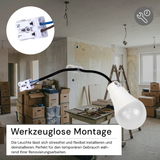 LED Renovierungslampe, 9W, 806lm, 4000K, mit Kabel und Klemme