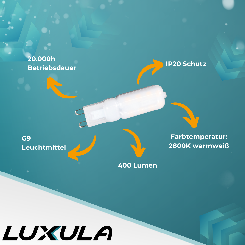 LED-Leuchtmittel, G9, 4 W, 400 lm, 2800 K (warmweiß), 240°, AC 220-240V