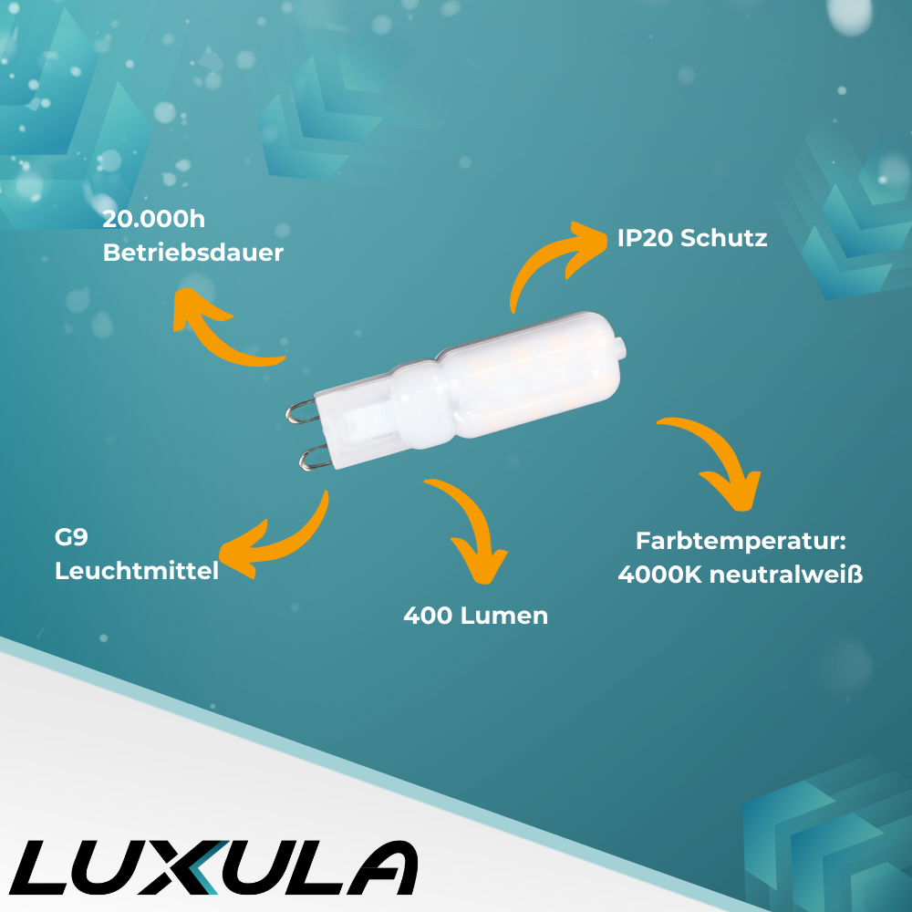 LED-Leuchtmittel, G9, 4 W, 400 lm, 4000 K (neutralweiß), 240°, AC 220-240V