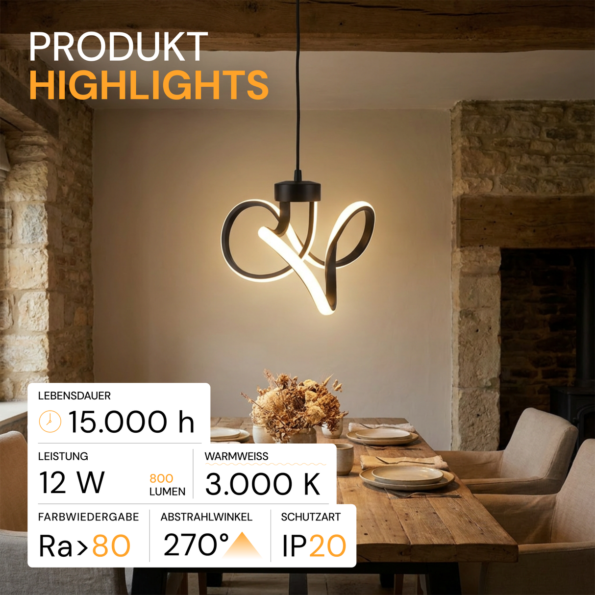LED-Leuchtmittel, 12 W, 800 lm, 3.000 K, E27, Modernes Design, Dekobeleuchtung