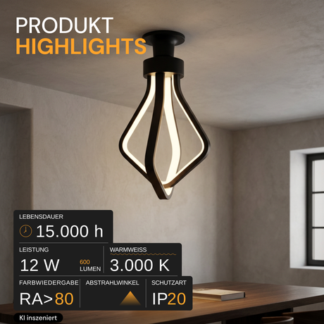 LED-Leuchtmittel, 12 W, 600 lm, 3.000 K, E27, Modernes Design, Dekobeleuchtung