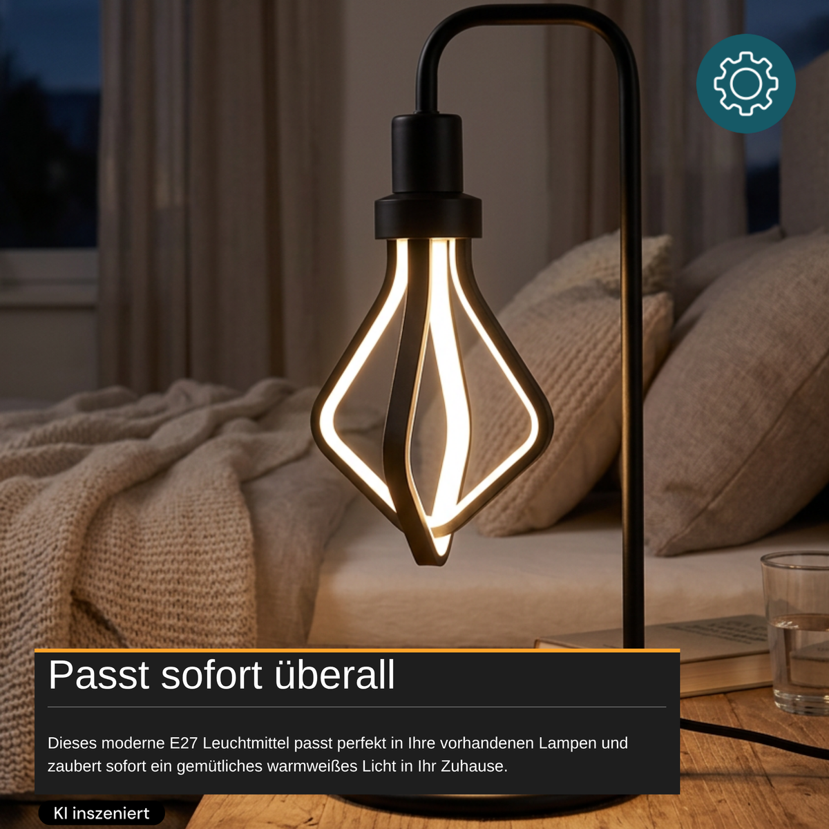 LED-Leuchtmittel, 12 W, 600 lm, 3.000 K, E27, Modernes Design, Dekobeleuchtung