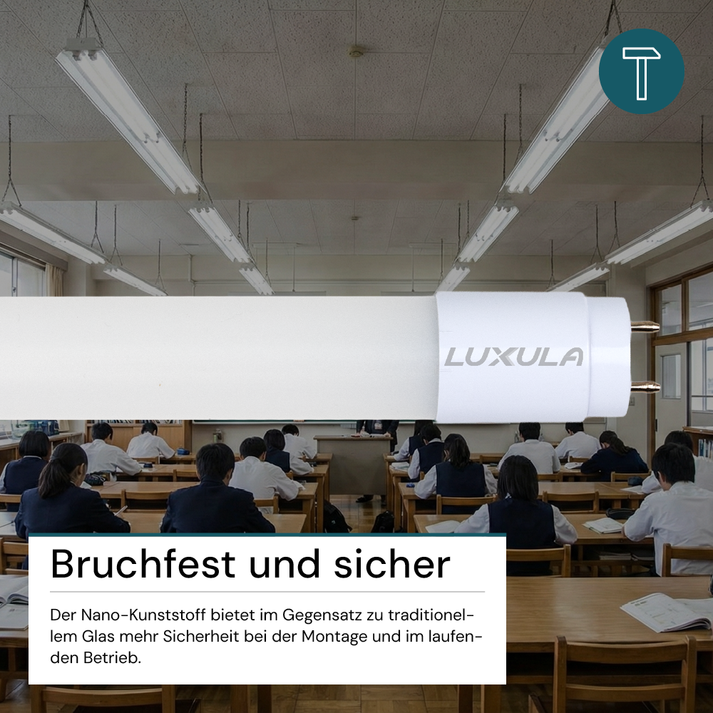 LED T8 Röhre, 60 cm, 120 lm/W, 9 W, 1080 lm, 3000 K (warmweiß), mit Brücke