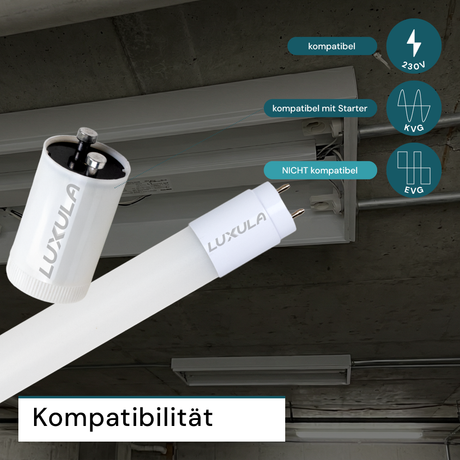 LED T8 Röhre, 60 cm, 120 lm/W, 9 W, 1080 lm, 3000 K (warmweiß)