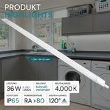 5er Set LED Feuchtraumleuchte, 36W, 3250lm, 4000K, 1200mm, IP65, mit Quick Connector