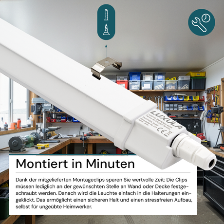 10er Set LED Feuchtraumleuchte, 36W, 3250lm, 4000K, 1200mm, IP65, mit Quick Connector