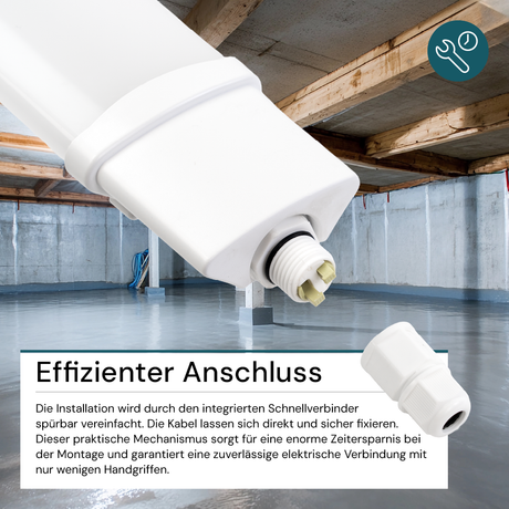 10er Set LED Feuchtraumleuchte, 36W, 3250lm, 4000K, 1200mm, IP65, mit Quick Connector