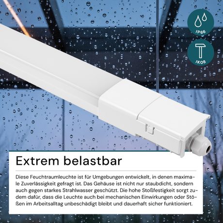 LED Feuchtraumleuchte, 150 cm, 45 W, 5175  lm, 4000 K (neutralweiß), IP66, durchschleifbar, Fast Connector