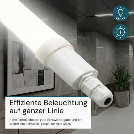 LED Feuchtraumleuchte, 150 cm, 24 W, 2640 lm, 4000 K (neutralweiß), IP65, Fast Connector