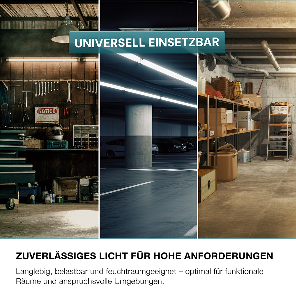LED Feuchtraumleuchte, 150 cm, 48 W, 5760 lm, 4000 K (neutralweiß), IP65, IK06, durchschleifbar, mit Quick Connector